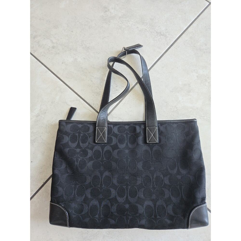 COACH - Vintage Medium Tote Bag All Over Print C Black - Picture 2 of 6